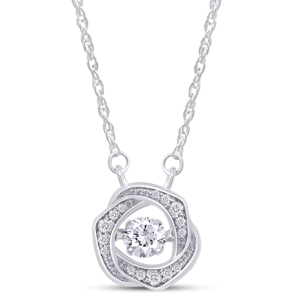 Lab Created Moissanite Dancing Necklace 0.33 Ct Sterling Silver 14k Gold